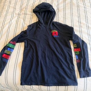 Adidas black Hoodie with Multicolor Logos